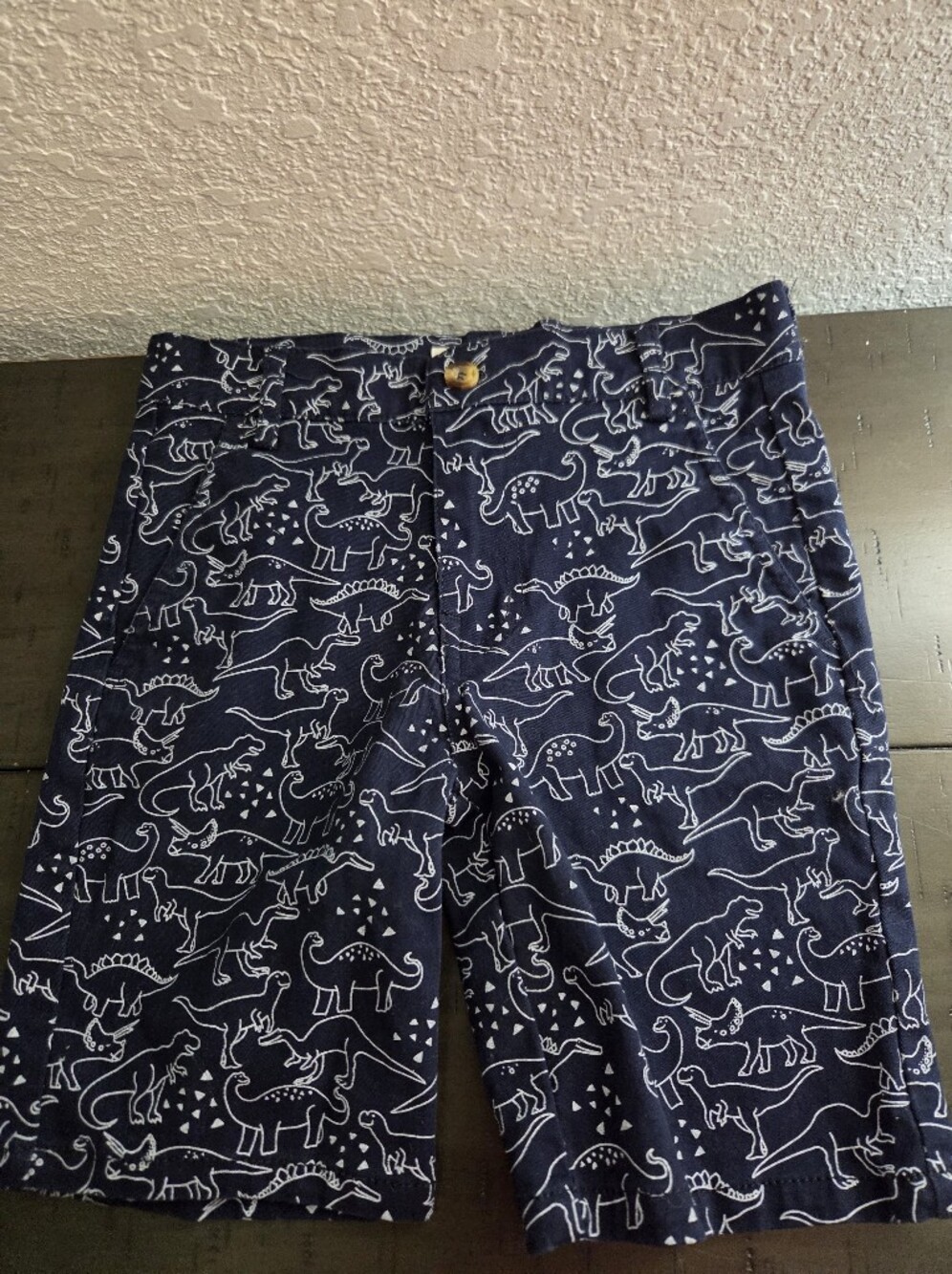 Navy Dino-Print Kids Shorts